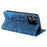For iPhone 15 Pro Max Case Stand Phone Cover PU Leather Magnetic Imprinted Shell - Blue - 4