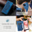 For iPhone 15 Plus Cell Phone Case PU Leather Wallet Magnetic Stand Phone Cover - Blue - 7