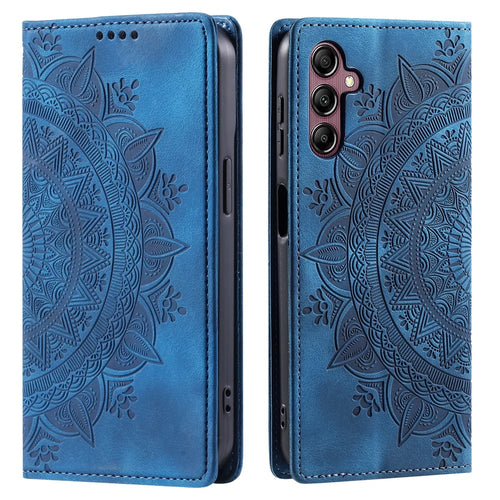 Stand Phone Cover for Samsung Galaxy A34 5G Case PU Leather Magnetic Imprinted Stand Shell - Blue - 1