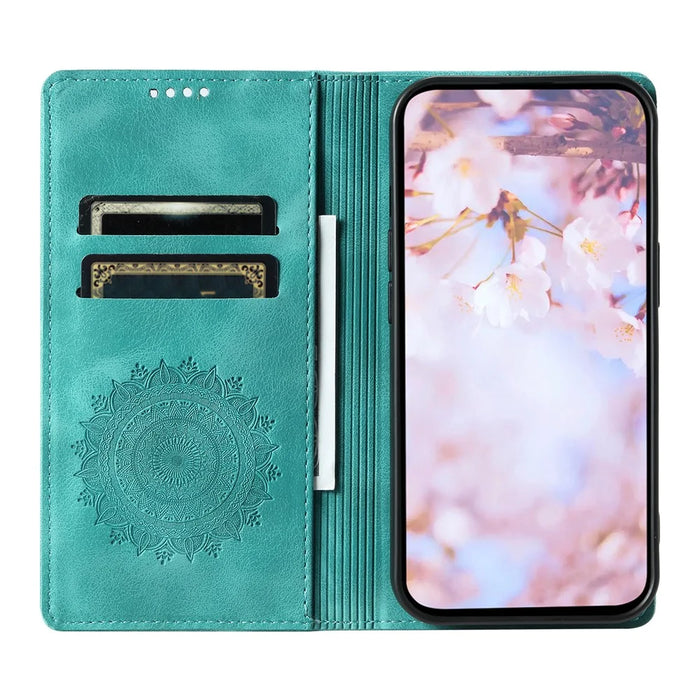 For iPhone 11 Case Anti-Scratch Wallet PU Leather Magnetic Imprinted Stand Phone Cover - Mint Green - 2
