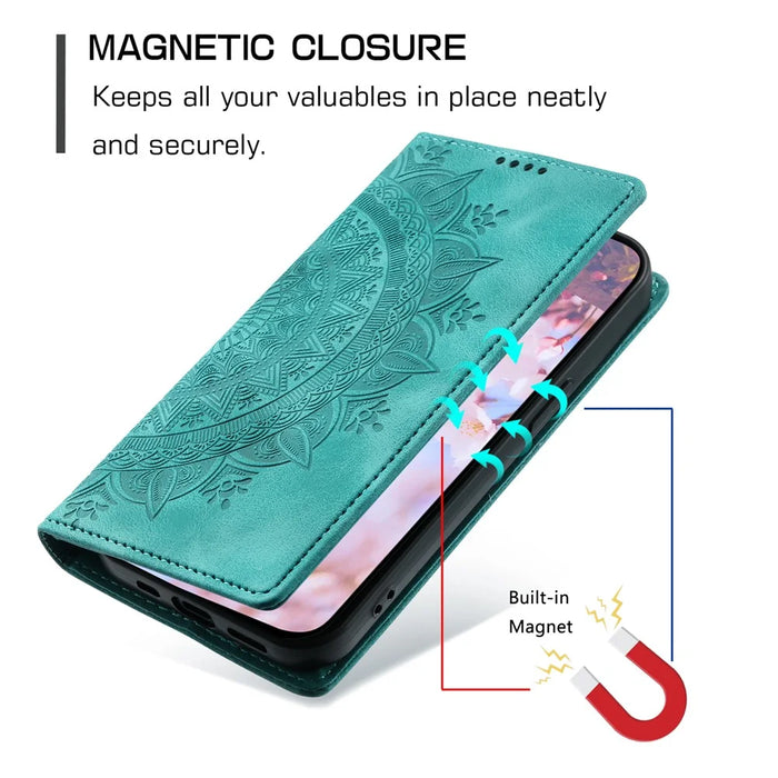 For iPhone 11 Case Anti-Scratch Wallet PU Leather Magnetic Imprinted Stand Phone Cover - Mint Green - 5