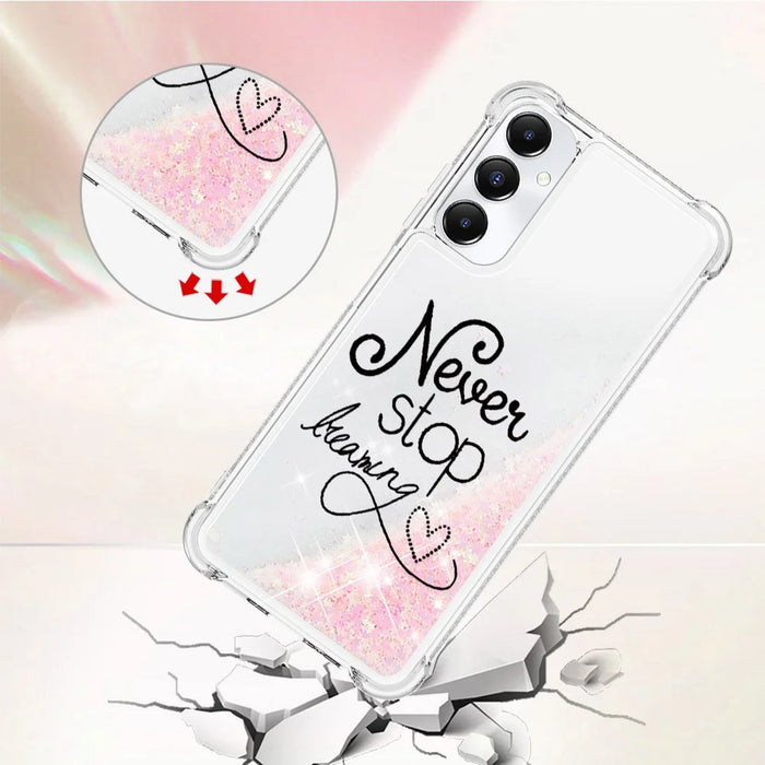 For Samsung Galaxy A05s 4G TPU Case with Quicksand and Pattern Printed - Never Stop Dreaming - 4