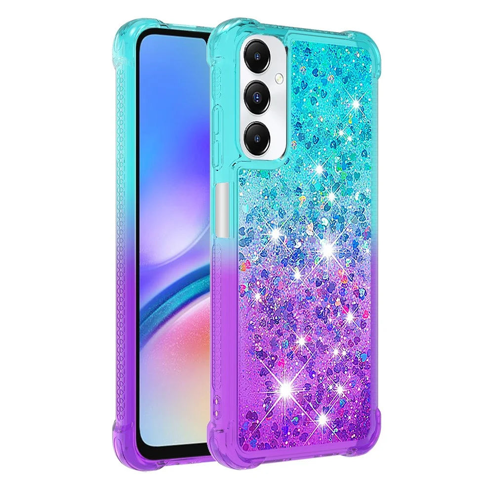 For Samsung Galaxy A05s 4G TPU Case Gradient Quicksand Phone Back Cover - Sky Blue+Purple - 1