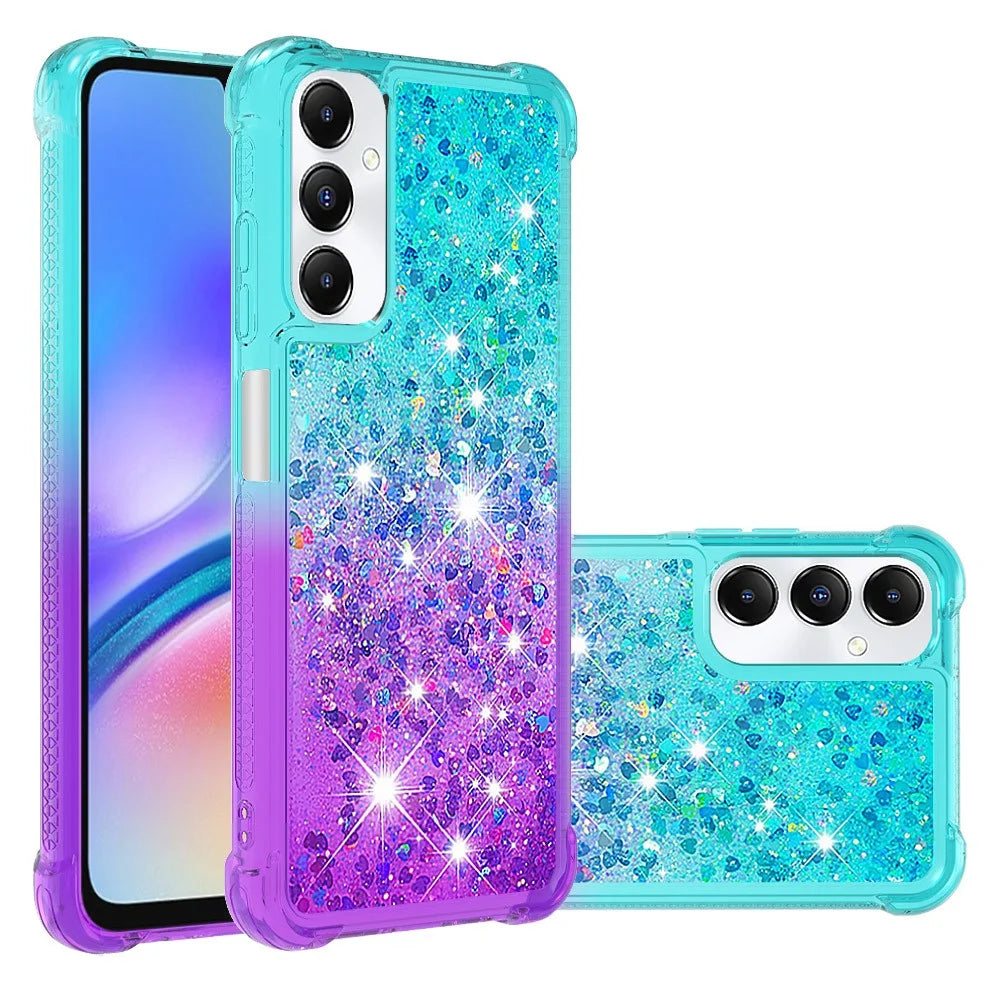 For Samsung Galaxy A05s 4G TPU Case Gradient Quicksand Phone Back Cover - Sky Blue+Purple - 2