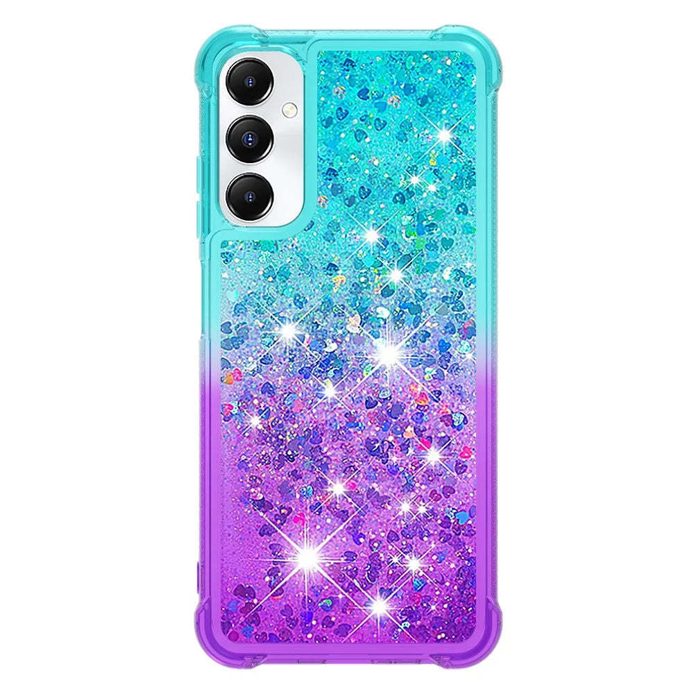 For Samsung Galaxy A05s 4G TPU Case Gradient Quicksand Phone Back Cover - Sky Blue+Purple - 3