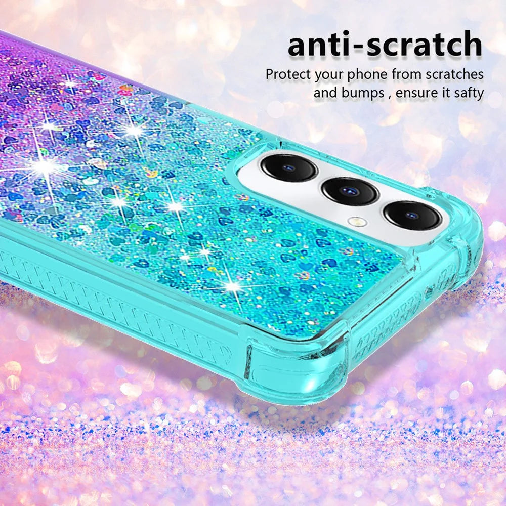 For Samsung Galaxy A05s 4G TPU Case Gradient Quicksand Phone Back Cover - Sky Blue+Purple - 4