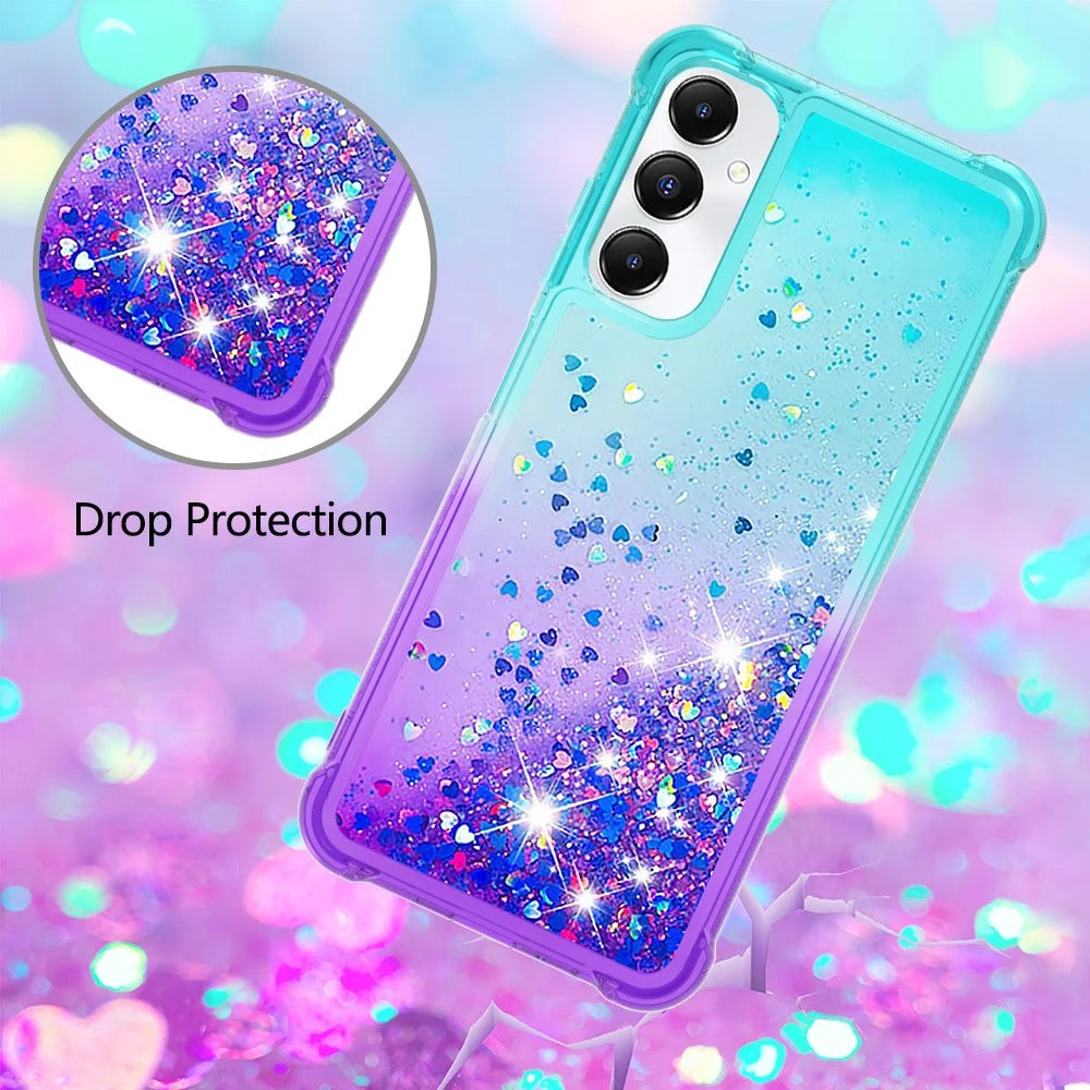 For Samsung Galaxy A05s 4G TPU Case Gradient Quicksand Phone Back Cover - Sky Blue+Purple - 5