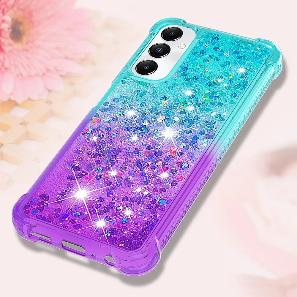 For Samsung Galaxy A05s 4G TPU Case Gradient Quicksand Phone Back Cover - Sky Blue+Purple - 6