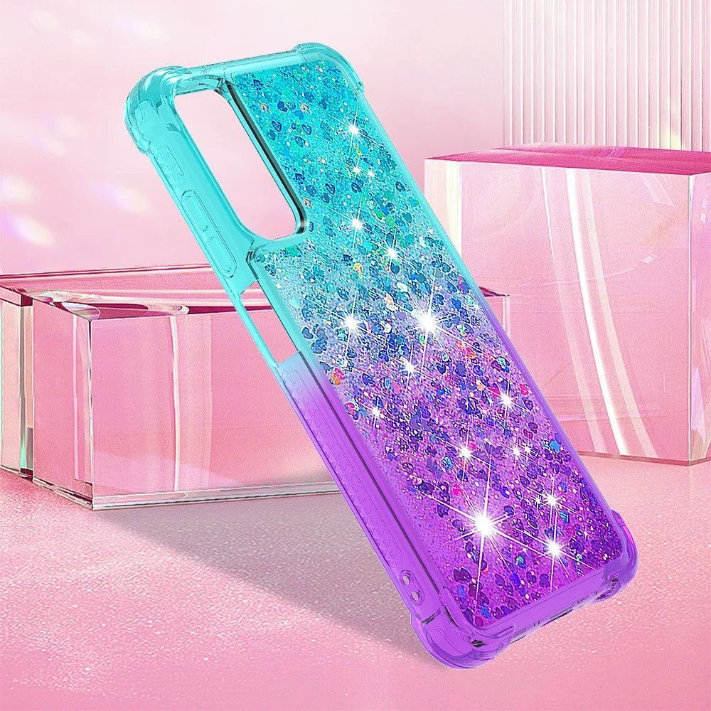 For Samsung Galaxy A05s 4G TPU Case Gradient Quicksand Phone Back Cover - Sky Blue+Purple - 7