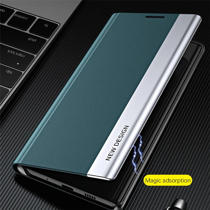 For Samsung Galaxy S24+ Case Electroplating Leather Phone Cover with Stand - Green - 4