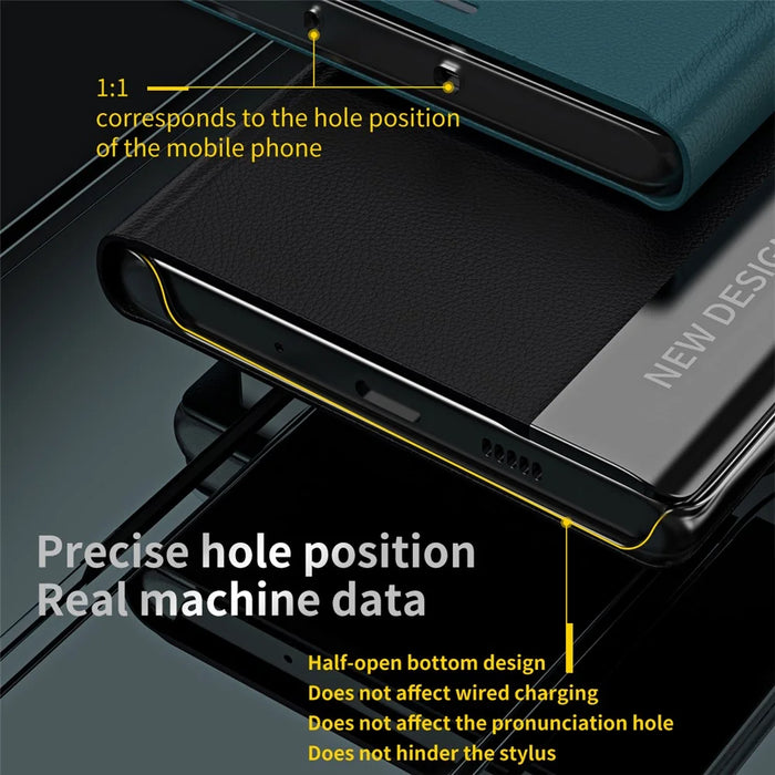 For Samsung Galaxy S24+ Case Electroplating Leather Phone Cover with Stand - Green - 5