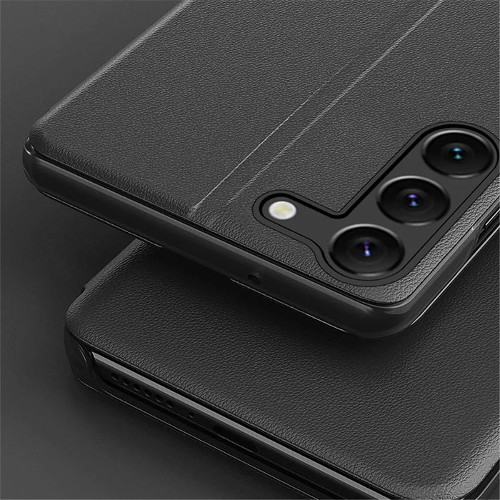 For Samsung Galaxy S24+ Case View Window PU Leather Stand Cover - Black - 6