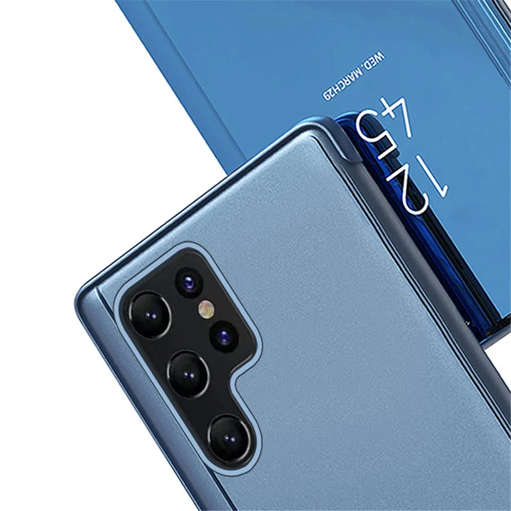 For Samsung Galaxy S24 Ultra Flip Leather Cover with Stand Full Body Protective Phone Case - Blue - 6