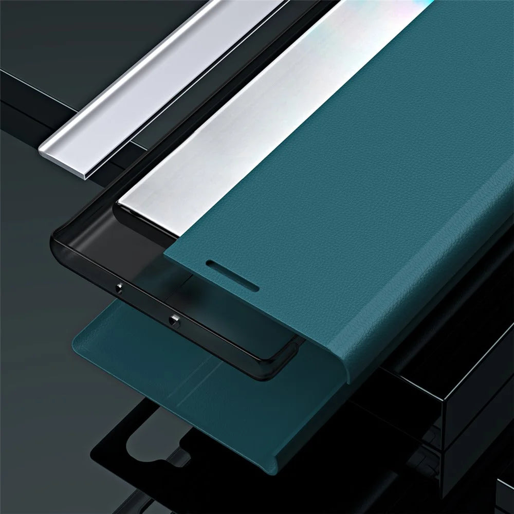 For Samsung Galaxy S24 Ultra Case Anti-scratch Leather Electroplating Stand Phone Cover - Green - 7