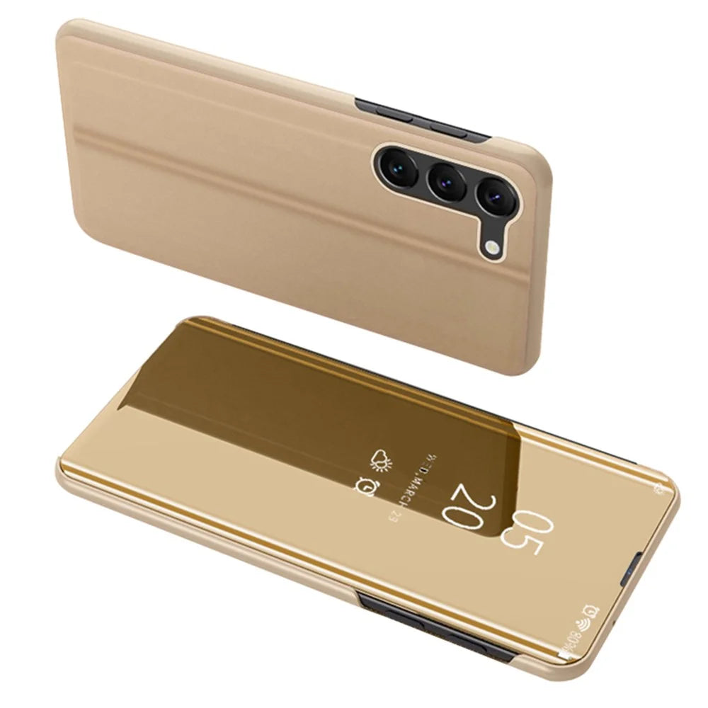 For Samsung Galaxy S24 Flip Leather Cover with Stand Full Body Protective Phone Case - Gold - 1