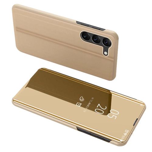 For Samsung Galaxy S24 Flip Leather Cover with Stand Full Body Protective Phone Case - Gold - 1