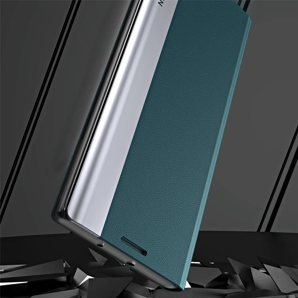 For Samsung Galaxy S24 Case Anti-fall Electroplating Leather Stand Mobile Phone Cover - Black - 6