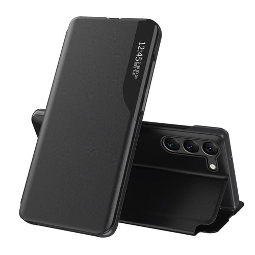 For Samsung Galaxy S24 Case View Window PU Leather Stand Cover - Black - 1
