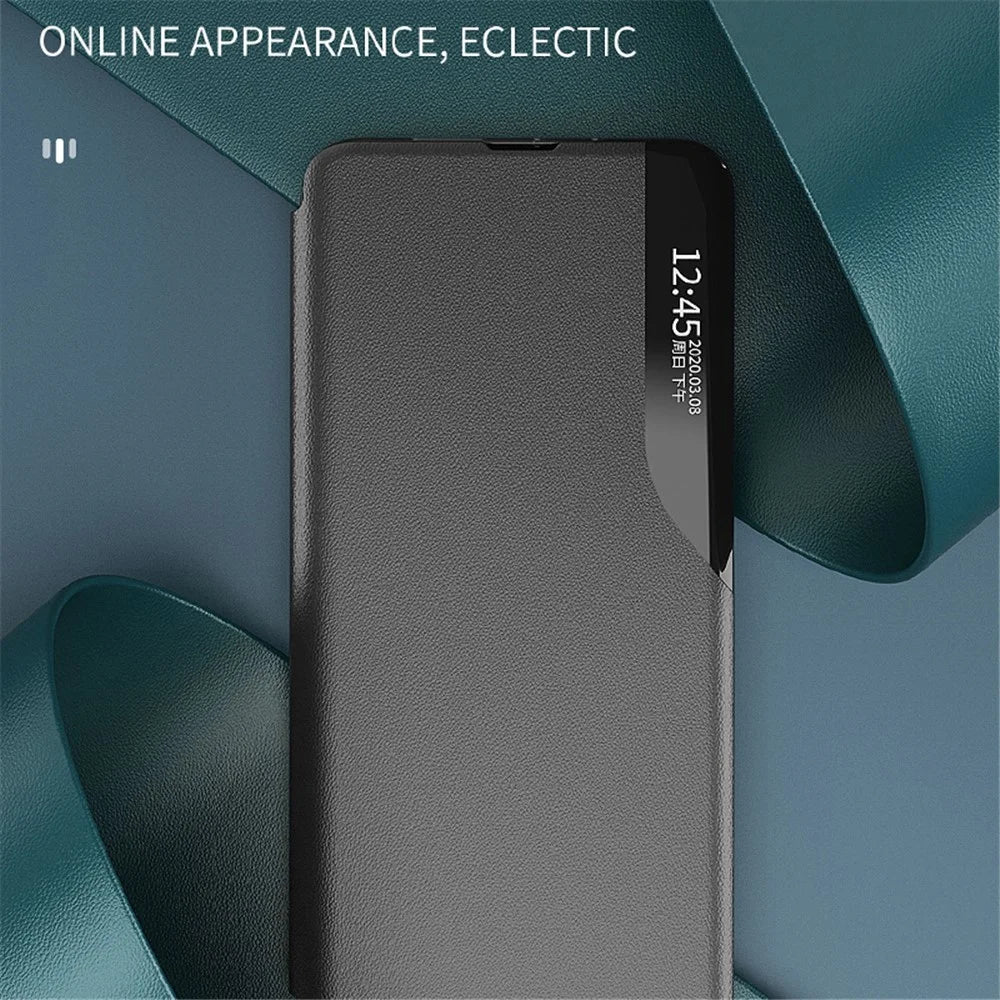 For Samsung Galaxy S24 Case View Window PU Leather Stand Cover - Black - 4