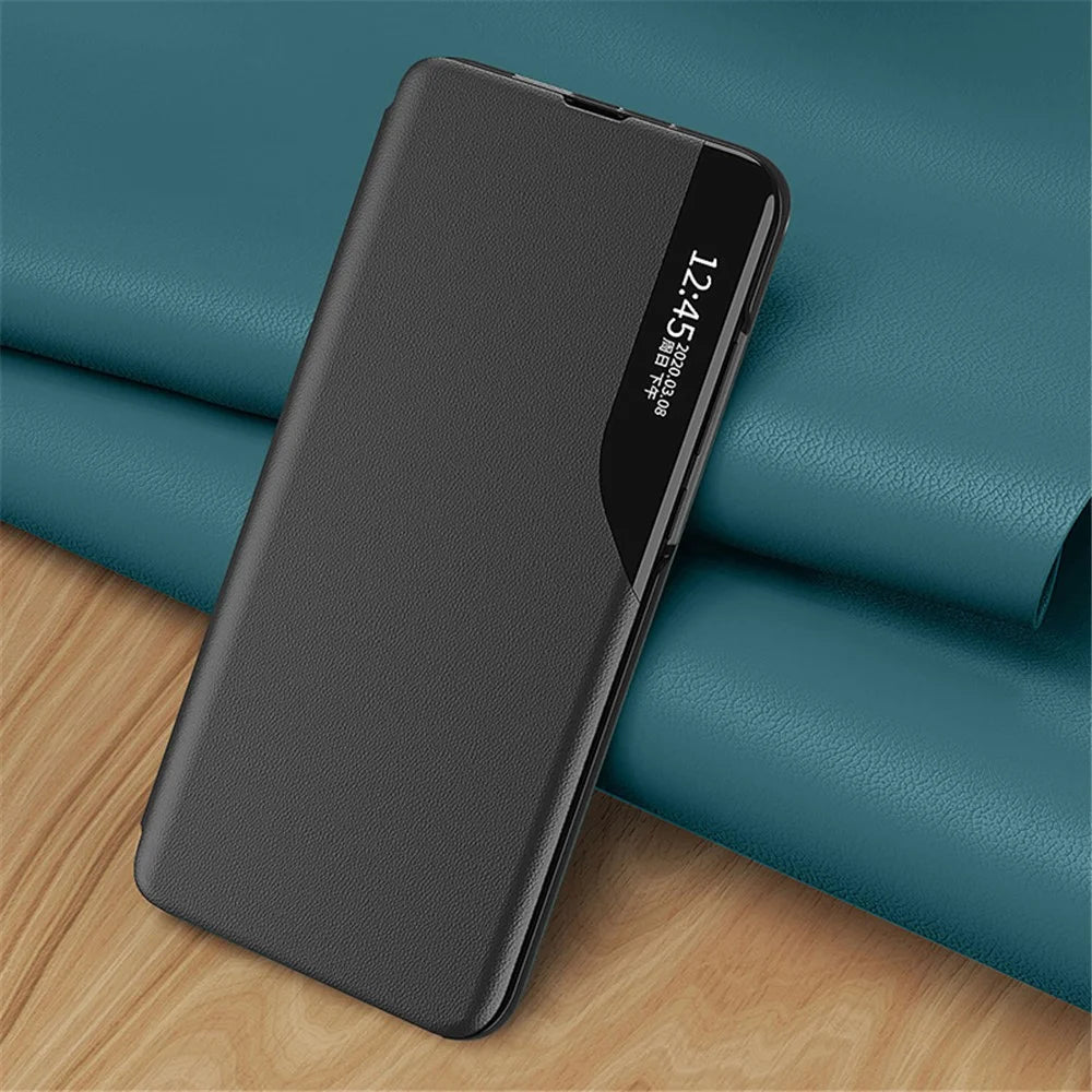 For Samsung Galaxy S24 Case View Window PU Leather Stand Cover - Black - 5
