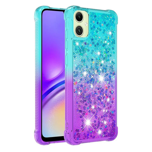 For Samsung Galaxy A05 4G TPU Case Gradient Quicksand Phone Back Cover - Sky Blue+Purple - 1