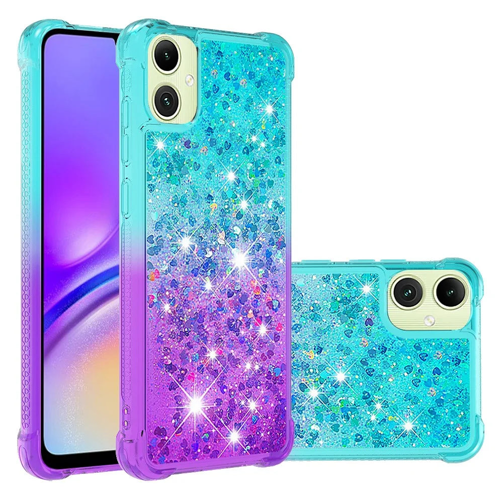 For Samsung Galaxy A05 4G TPU Case Gradient Quicksand Phone Back Cover - Sky Blue+Purple - 2