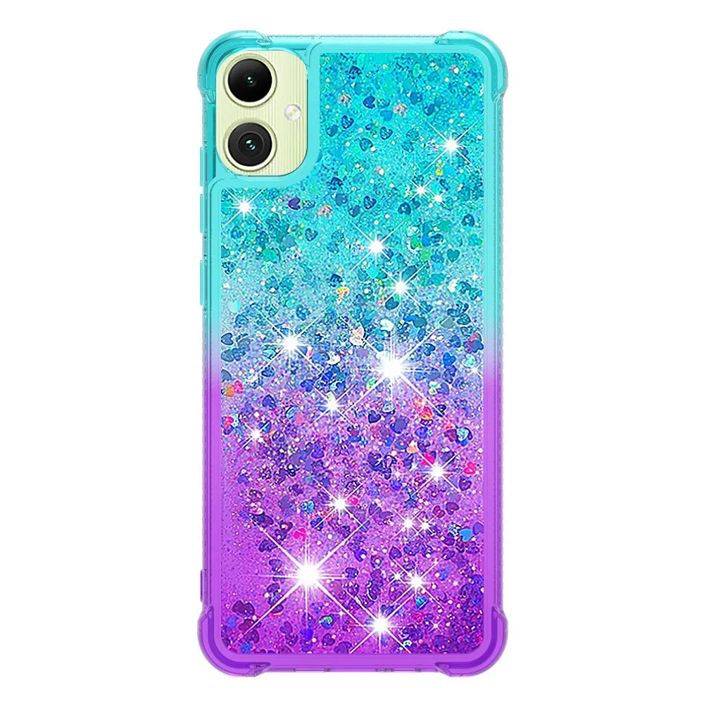 For Samsung Galaxy A05 4G TPU Case Gradient Quicksand Phone Back Cover - Sky Blue+Purple - 3