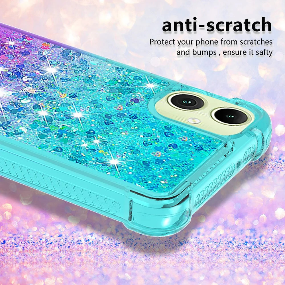 For Samsung Galaxy A05 4G TPU Case Gradient Quicksand Phone Back Cover - Sky Blue+Purple - 4