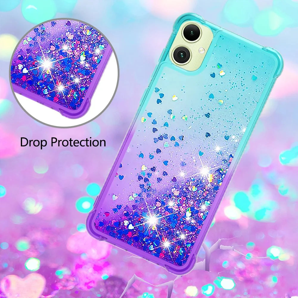 For Samsung Galaxy A05 4G TPU Case Gradient Quicksand Phone Back Cover - Sky Blue+Purple - 5