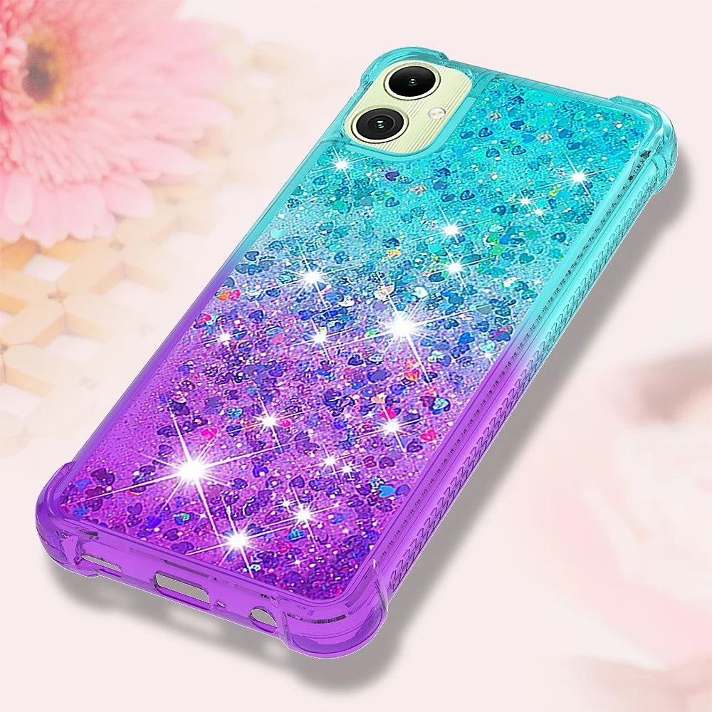 For Samsung Galaxy A05 4G TPU Case Gradient Quicksand Phone Back Cover - Sky Blue+Purple - 6