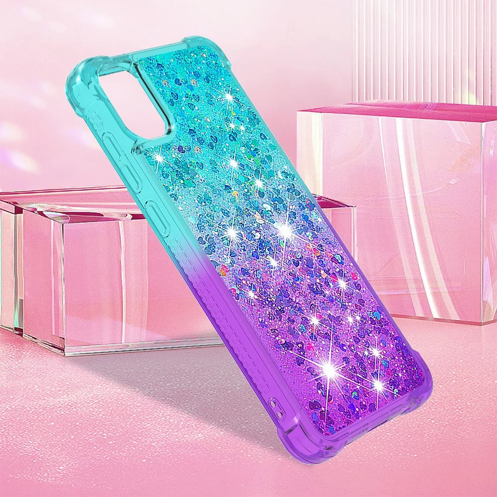 For Samsung Galaxy A05 4G TPU Case Gradient Quicksand Phone Back Cover - Sky Blue+Purple - 7