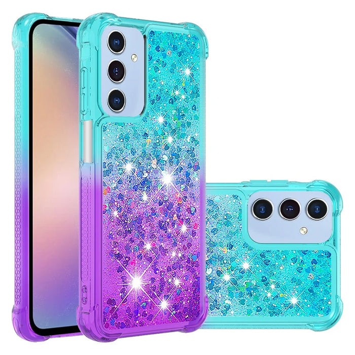 For Samsung Galaxy A15 5G TPU Case Gradient Quicksand Phone Back Cover - Sky Blue+Purple - 2