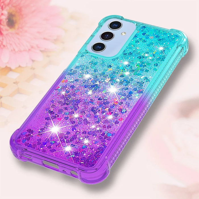 For Samsung Galaxy A15 5G TPU Case Gradient Quicksand Phone Back Cover - Sky Blue+Purple - 6