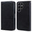 For Samsung Galaxy S24 Ultra Case Solid Color Leather Phone Stand Cover - Black - 1