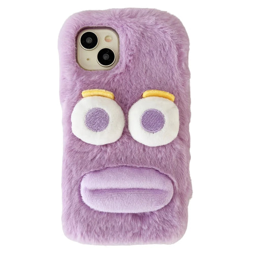 For iPhone 15 Plus Case Cartoon Sausage-shaped Lip Plush+TPU Anti-fall Phone Cover - Purple - 1