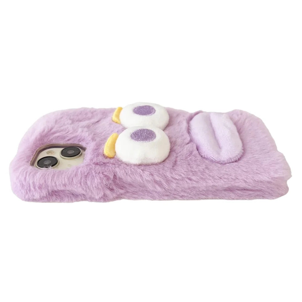 For iPhone 15 Plus Case Cartoon Sausage-shaped Lip Plush+TPU Anti-fall Phone Cover - Purple - 3