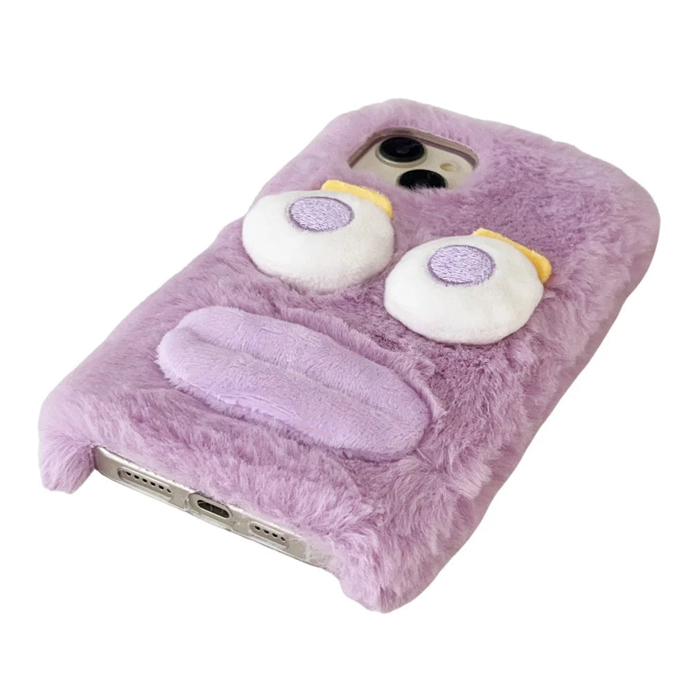 For iPhone 15 Plus Case Cartoon Sausage-shaped Lip Plush+TPU Anti-fall Phone Cover - Purple - 5