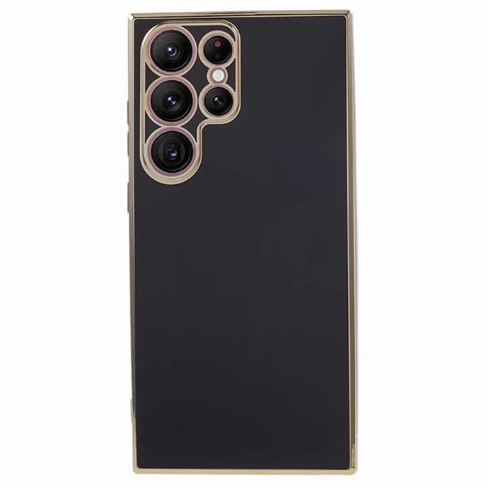 For Samsung Galaxy S24 Ultra Case TPU Glossy 6D Electroplating Phone Back Cover - Black - 1