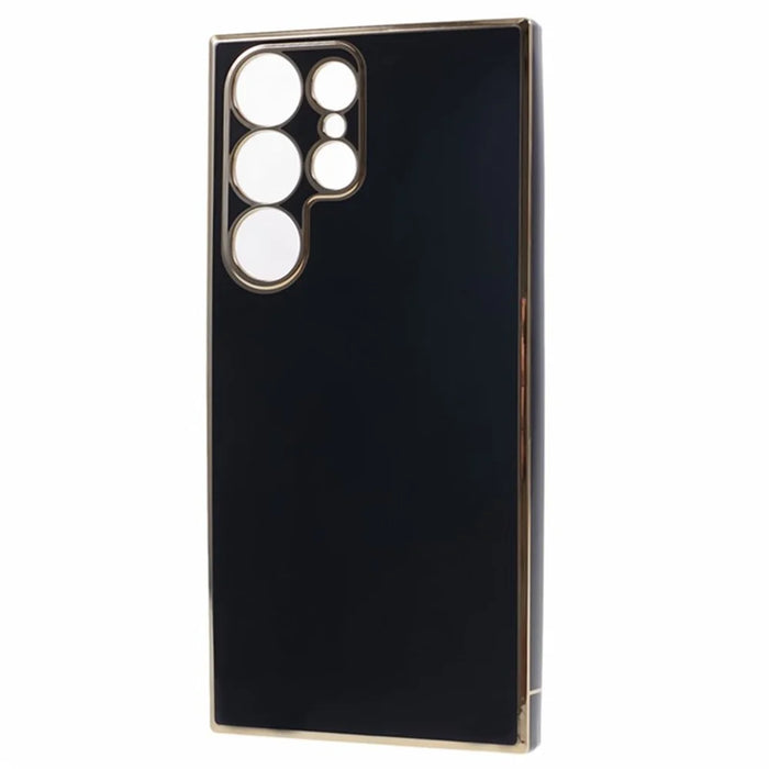 For Samsung Galaxy S24 Ultra Case TPU Glossy 6D Electroplating Phone Back Cover - Black - 3