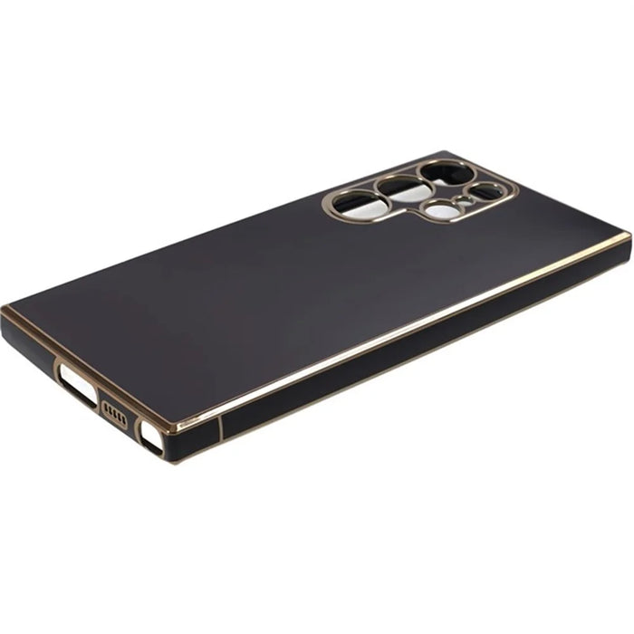 For Samsung Galaxy S24 Ultra Case TPU Glossy 6D Electroplating Phone Back Cover - Black - 4