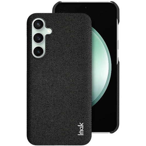 IMAK Ruiyi Series for Samsung Galaxy S23 FE Case Cloth Texture Leather Coated PC Cover - Black - 1