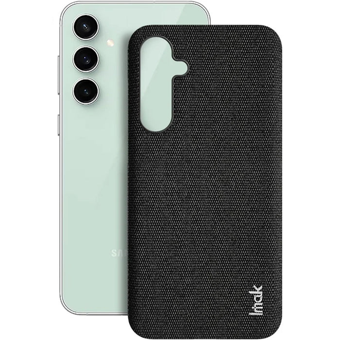 IMAK Ruiyi Series for Samsung Galaxy S23 FE Case Cloth Texture Leather Coated PC Cover - Black - 3