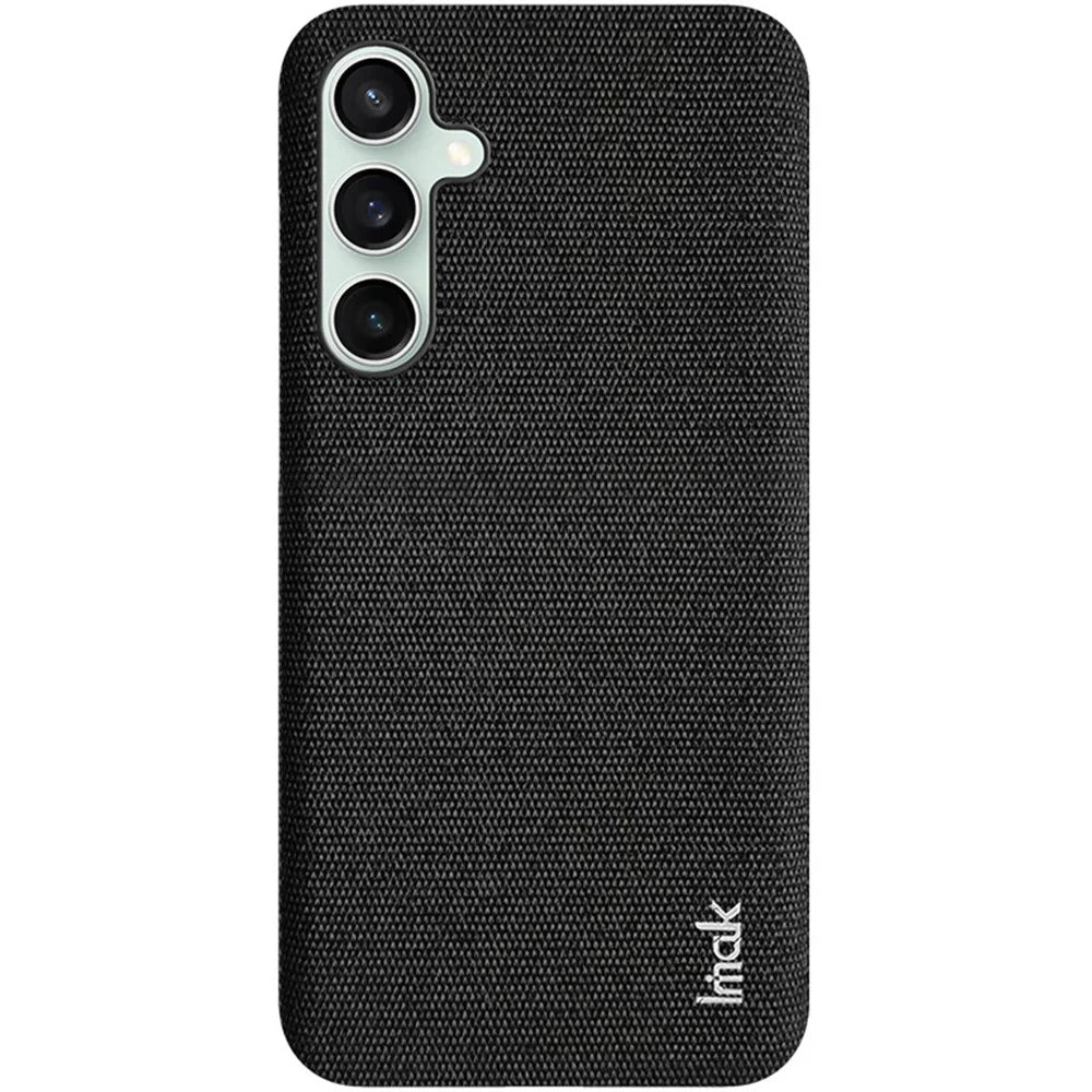 IMAK Ruiyi Series for Samsung Galaxy S23 FE Case Cloth Texture Leather Coated PC Cover - Black - 5