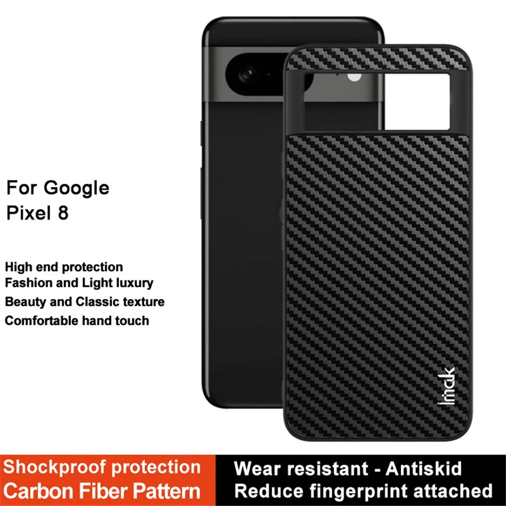 IMAK LX-5 Series for Google Pixel 8 Case Anti-scratch Leather Coating Phone Cover - Carbon Fiber Texture - 2