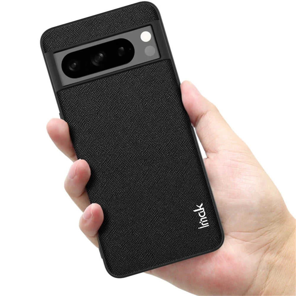 IMAK LX-5 Series for Google Pixel 8 Pro Case Leather+ PC + TPU Phone Cover - Cross Texture - 3