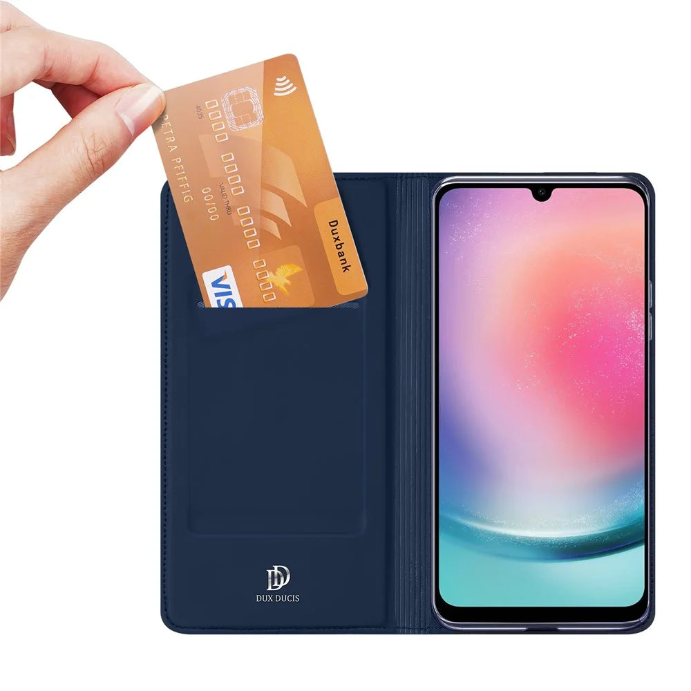 DUX DUCIS Skin Pro Series For Samsung Galaxy A25 5G (Global) (161.0 x 76.5 x 8.3mm) Case Scratch-resistant Leather Cover with Card Holder - Blue - 2