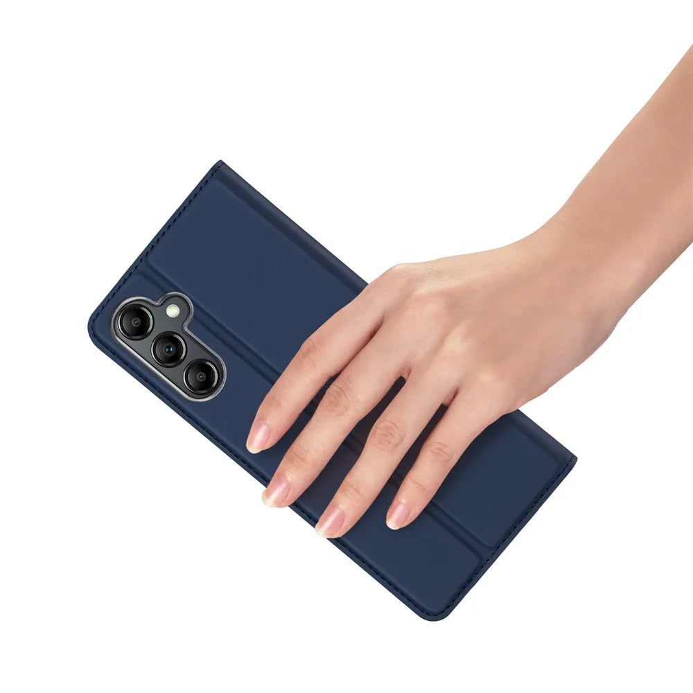 DUX DUCIS Skin Pro Series For Samsung Galaxy A25 5G (Global) (161.0 x 76.5 x 8.3mm) Case Scratch-resistant Leather Cover with Card Holder - Blue - 5