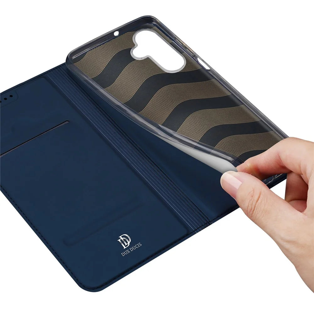 DUX DUCIS Skin Pro Series For Samsung Galaxy A25 5G (Global) (161.0 x 76.5 x 8.3mm) Case Scratch-resistant Leather Cover with Card Holder - Blue - 6