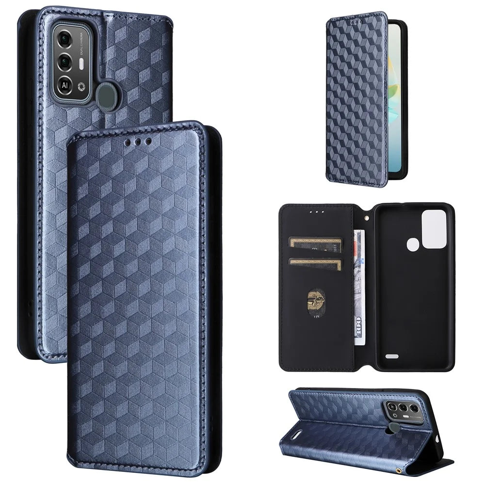 Phone Cover for ZTE Blade A53 Pro Case Magnetic Imprinted PU Leather Wallet - Blue - 5