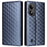 For ZTE Blade A33S Case Rhombus Imprinted Leather Wallet Phone Cover - Blue - 1